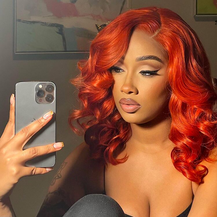 Copper Red Bob Wig Short Colored Hair 14 Inch Bob Lace Wig