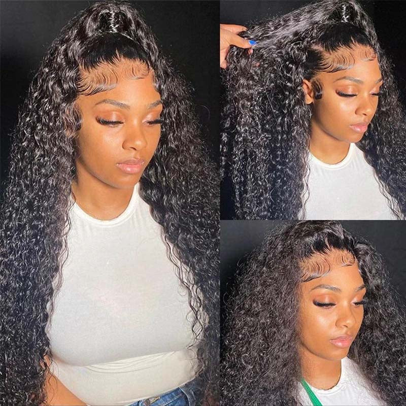 Curly Hair Wigs 360 Transparent Lace Frontal Jerry Curly Wigs With Baby Hair