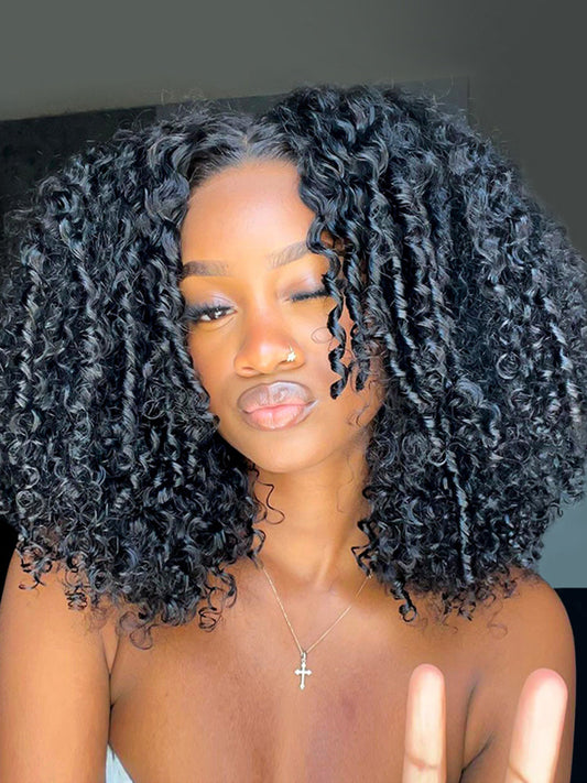 Curly Glueless Pre Bleached Pre Cut HD Lace Wigs