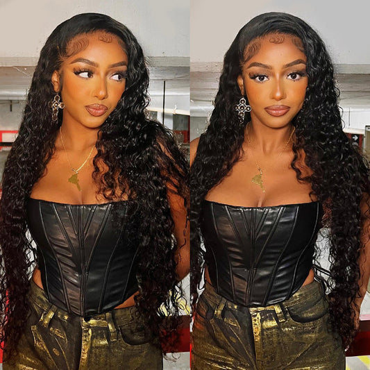 360 Super Thin LY Lace Frontal Pre Plucked Deep Wave Black Hair Glueless Wig