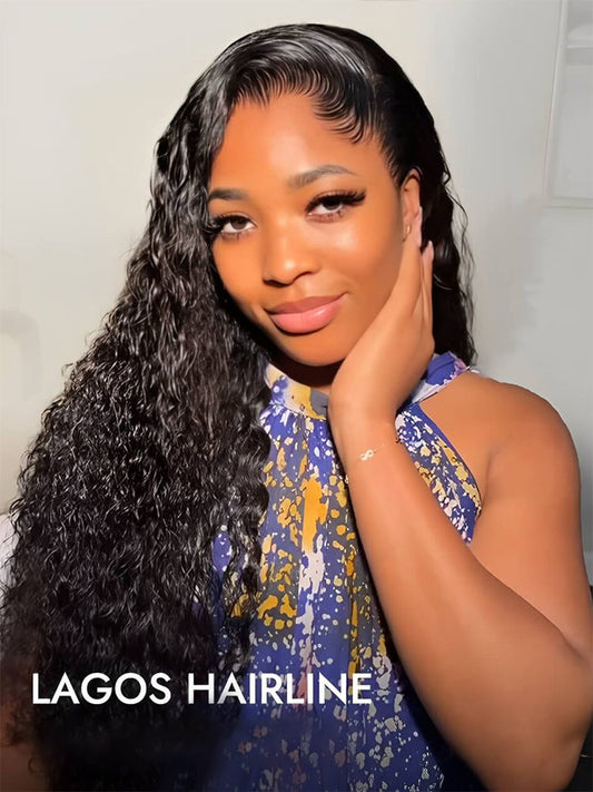 Lagos Hairline Water Wave Wig Human Hair 13x4 Glueless Lace Front Wig