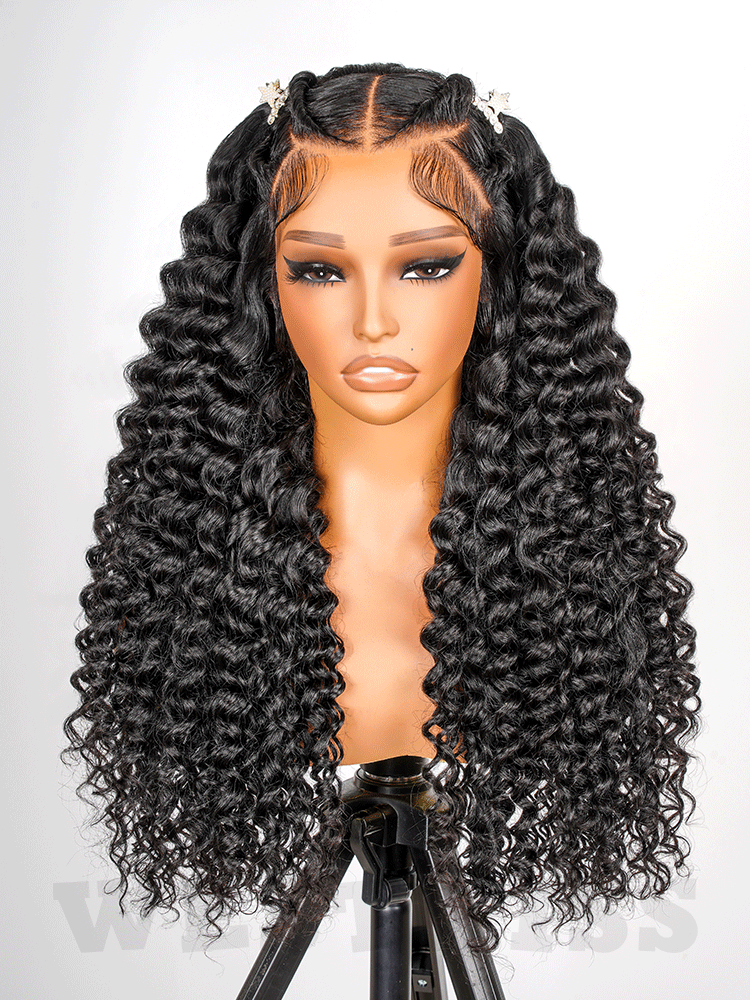 Pre-Braided Stylist Wig Loose Deep Human Hair Wig 13X6 Knotless Super Invisible LY Lace Front Wig