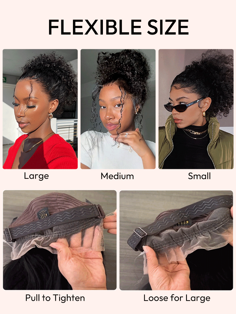 Glueless Invisi-Drawstring Flexible Fit 360 Lace Frontal Wigs Water Wave Wigs With Bleached Knots