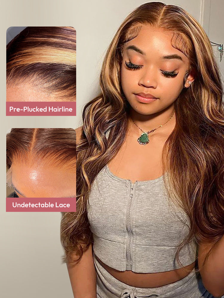 Piano Colored Body Wave 5*5 Closure Wig With Highlights