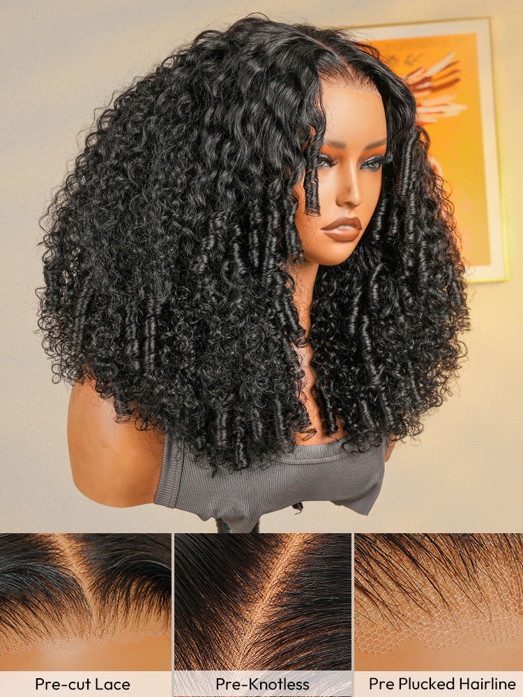 Curly Glueless Pre Bleached Pre Cut HD Lace Wigs
