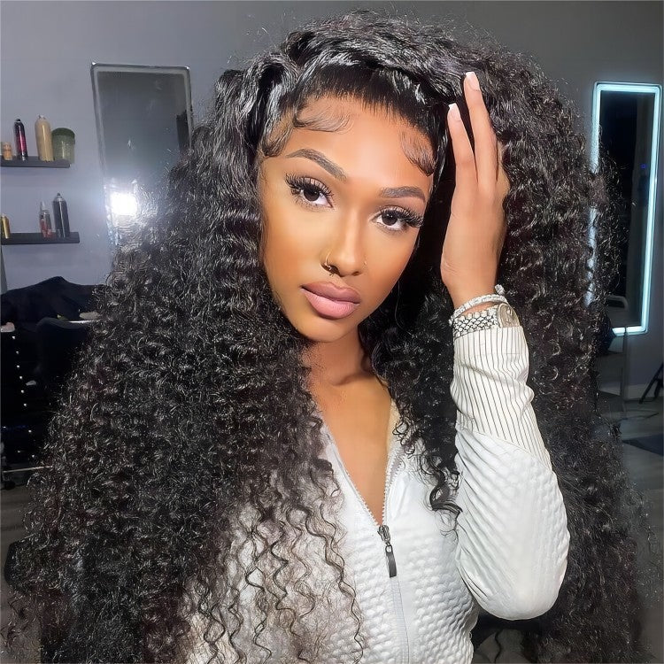 High Quality Curly Human Hair Ready To Go 4*7 Lace Closure Wig
