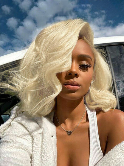 Blonde Short Bob With Body Wave Wigs 13*4 Undetectable Lace Front Wig