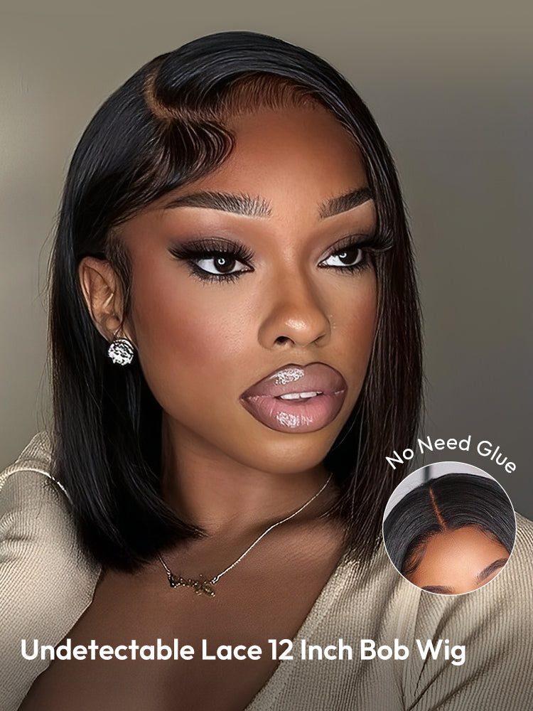 HD Lace Closure 12 Inch Bob Wig Straight Undetectable Lace Bob Wig