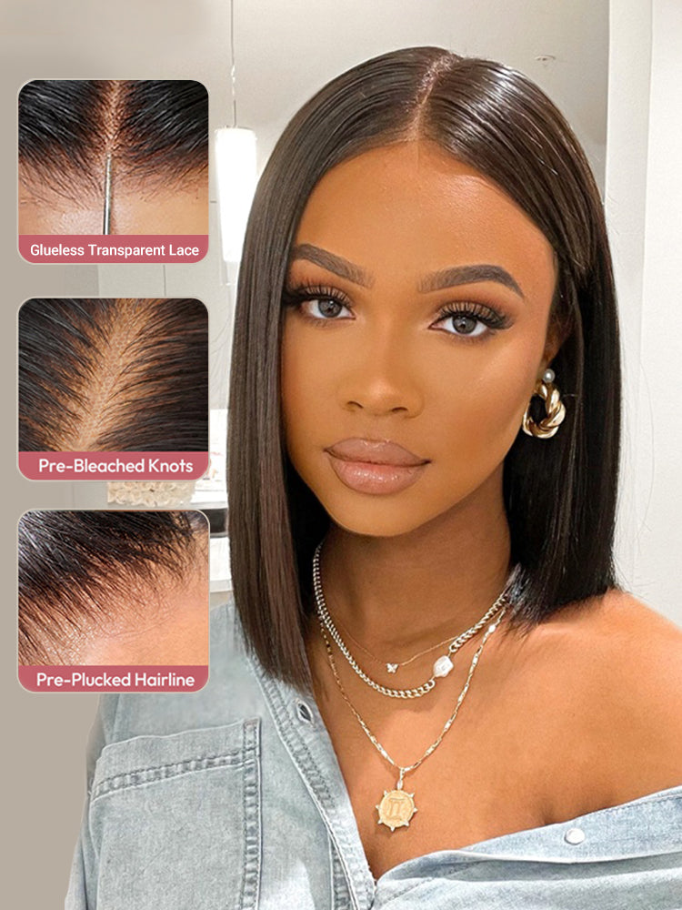 HD Lace Closure 12 Inch Bob Wig Straight Undetectable Lace Bob Wig
