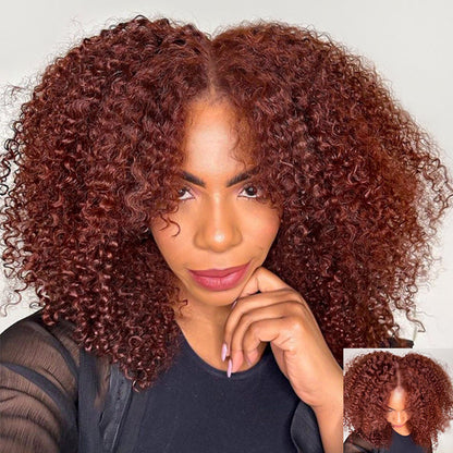 Auburn Short Dark Reddish Brown Hair Super Invisible LY Lace Wig