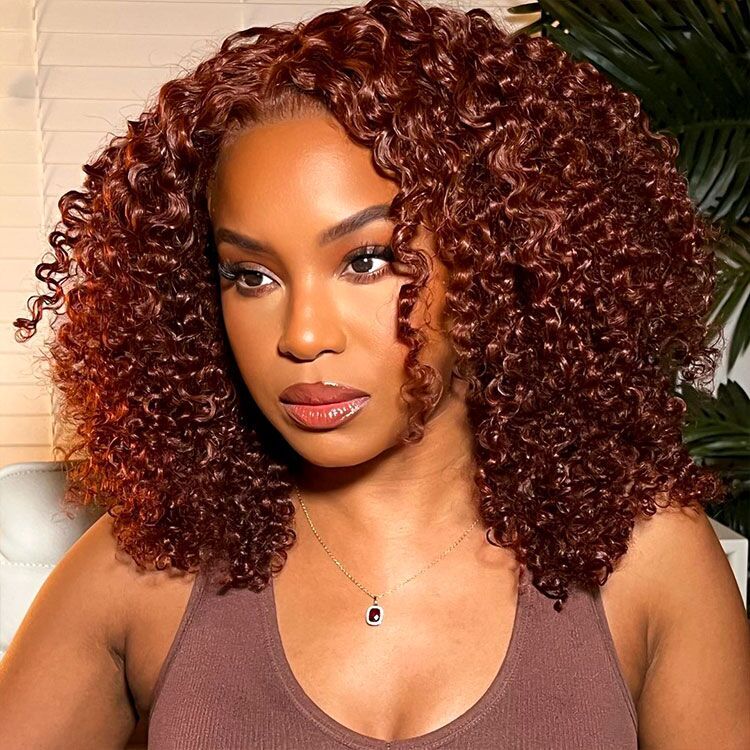 Auburn Short Dark Reddish Brown Hair Super Invisible LY Lace Wig