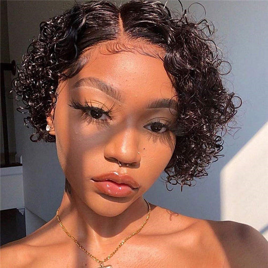 Short Curly Pixie Cut Wig Human Hair Lace Front Wigs