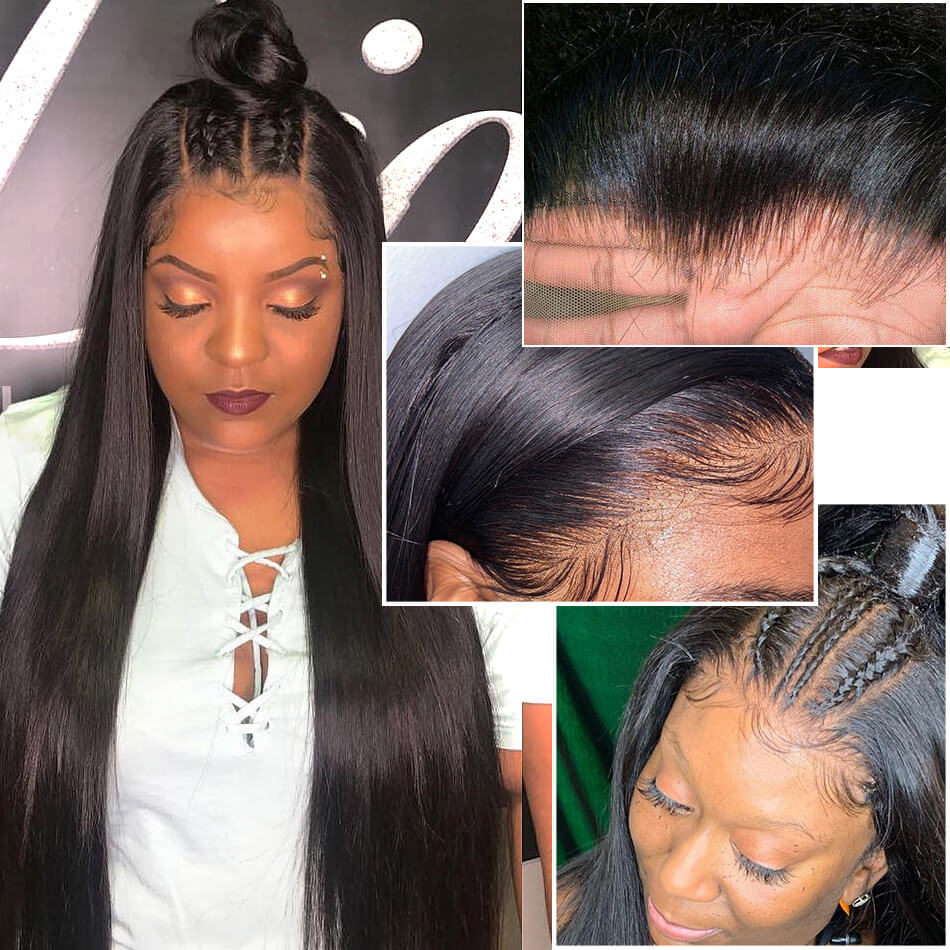 Affordable Long Wigs 16-40 Inches Straight Hair 13x4 Lace Front Wigs With Bleached Knots