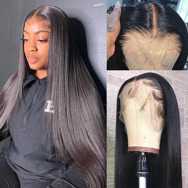 Glueless Straight Human Hair Wigs Ready To Go 4*7 Pre-cut Lace Wig