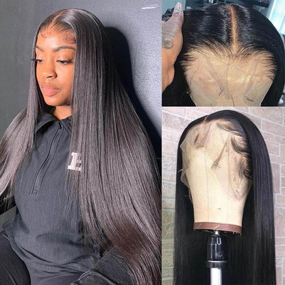 Glueless Straight Human Hair Wigs Ready To Go 4*7 Pre-cut Lace Wig