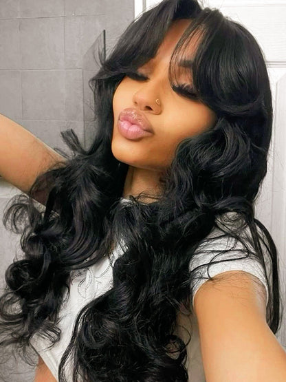 Glueless Layered Cut Ocean Wave with Curtain Bangs