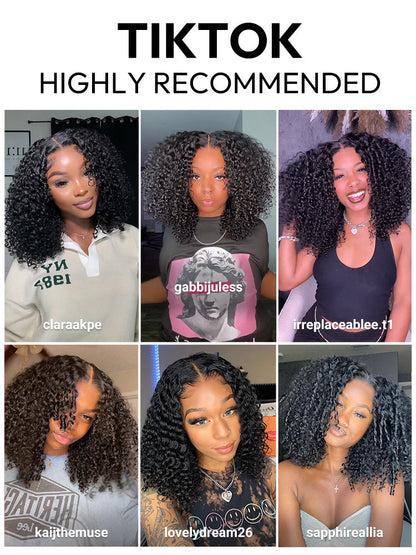 Curly Glueless Pre Bleached Pre Cut HD Lace Wigs