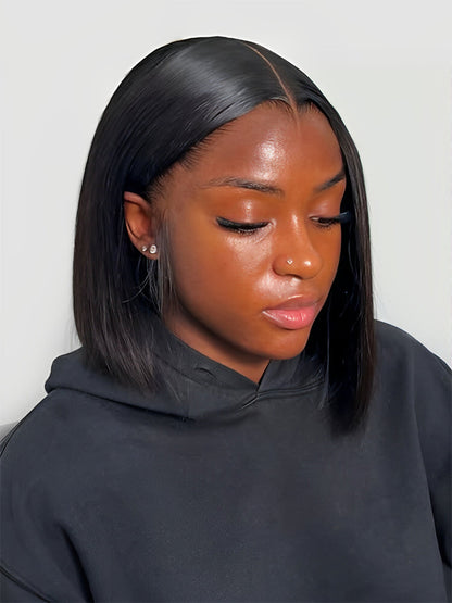 Natural Black M Hairline Bob Straight Wig 10-14Inch 13x6 Lace Frontal Wig