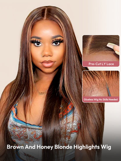 Highlight Wigs Brown And Honey Blonde Highlights Wig Ombre Human Hair Wigs